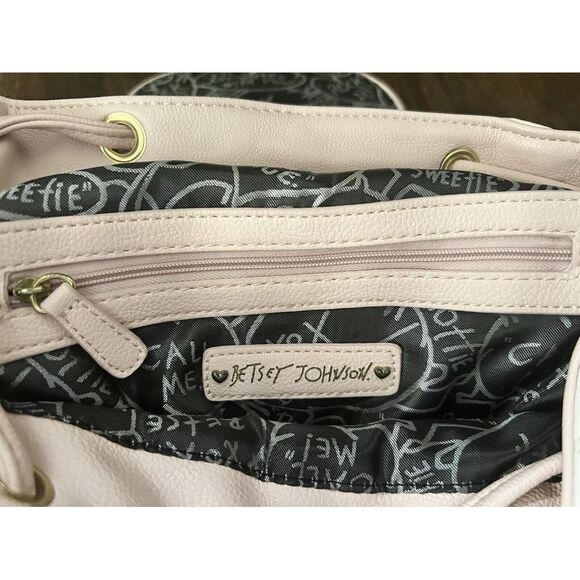 Betsey Johnson Purse Backpack Bag Girls Pink Bow Quilted Hearts Coquette Y2K - Picture 15 of 15
